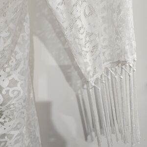 HAODUOYI White Lace Shawl with Fringe